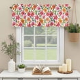 thumbnail image 3 of Pink Orange Flowers Window Valance Curtain Watercolor Green Leaves Rod Pocket Short Curtain for Living Room, Bedroom & Kitchen Window Decor 42x18in, 3 of 8