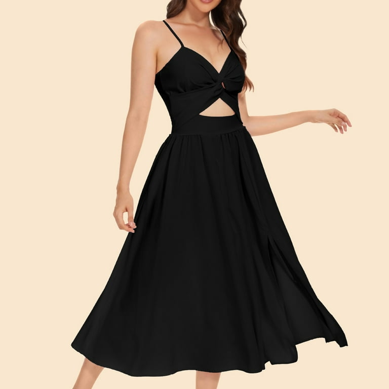 Elegant Twist-Front Cutout Black Dress Elegant Twist-Front Cutout Black Dress