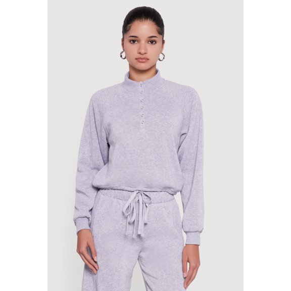 Women's Almost Famous Drawstring Hem Cropped Raglan Sweatshirt
