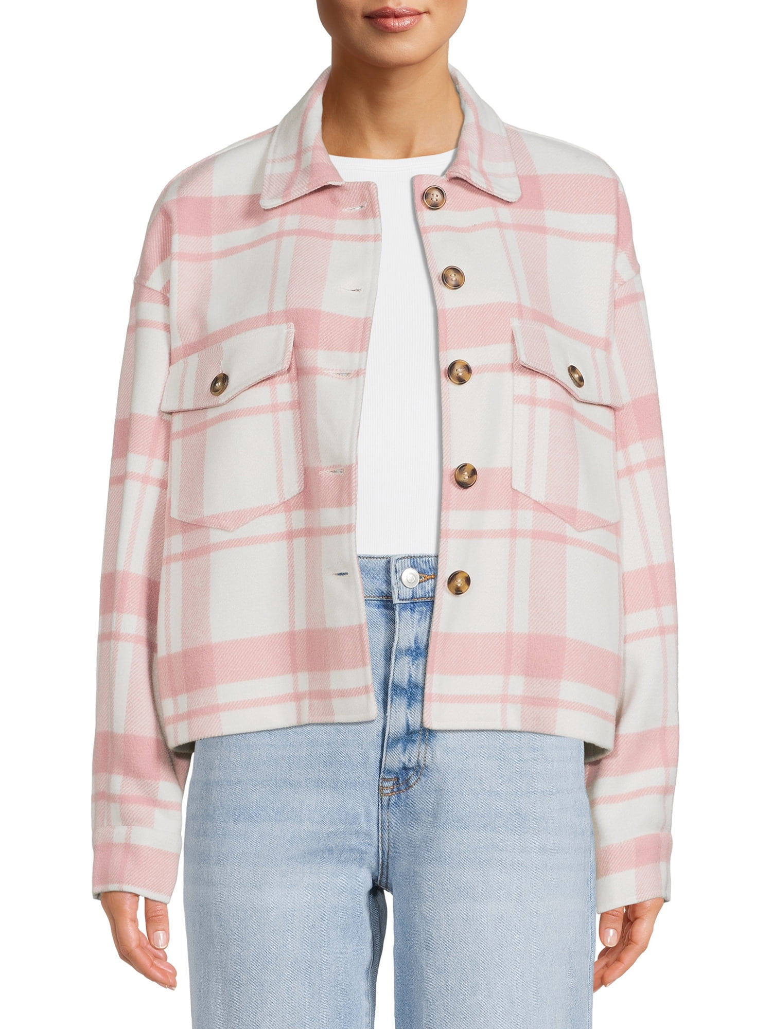 Love Tree Juniors' Cropped Plaid Shirt 