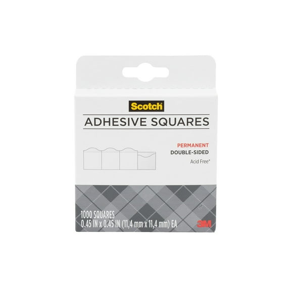 Scotch Adhesive Squares, Double-Sided .45 in. x .45 in., 1000 squares