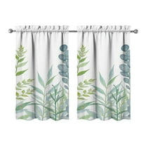 Vintage Leaves Of Green Plants Tier Kitchen Curtains for Bathroom Living Rod Pocket Window Drapes 28"x39" 2 Panels Window Treatment Tiers