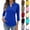 #01 Blue, variant on Casual Basic Tees for Women 3/4 Length Sleeve V Neck Collared Polo Shirts Front Pocket Blouses Business Work Tops, #01 Black M