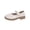 Beige, variant on AVRNLIQ Girls Mary Jane Flats Faux Leather Non-Slip Kids Little Kid Dress Shoes Beige Pearl Embellished Buckle Strap,Size 34