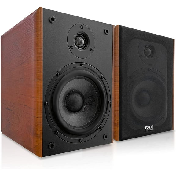 6.5'' Home Theater Wooden Bookshelf Speakers - 1'' Silk Dome Tweeter and Aluminum Voice Coils, Pair (Black)