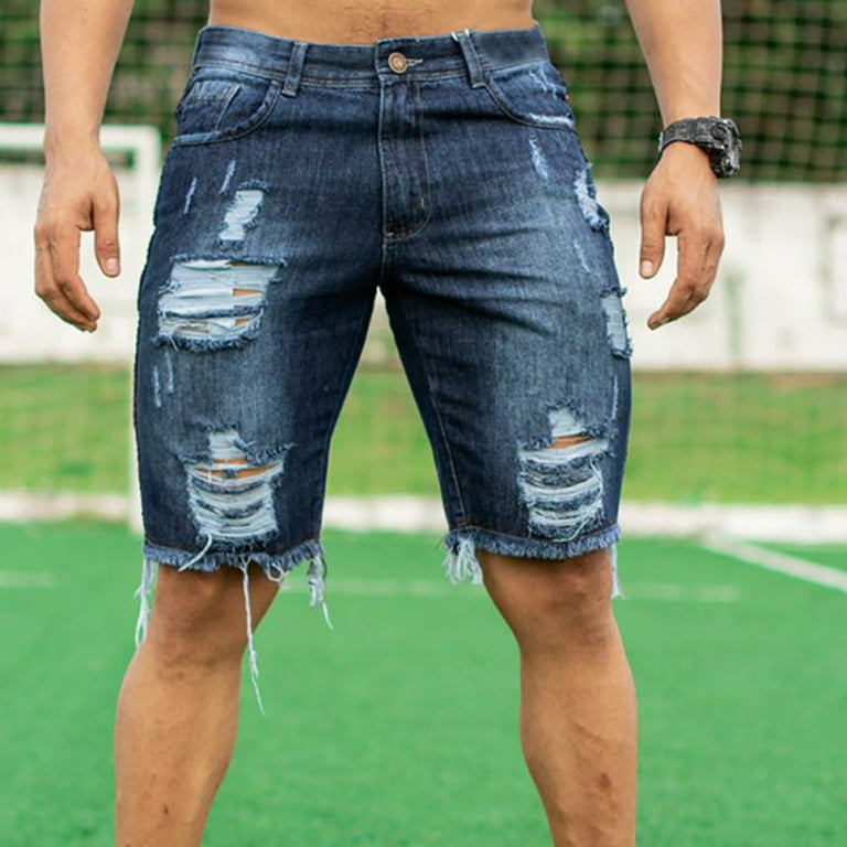 adviicd Jean Shorts for Men Skinny Black for Men Stretch Slim Fit Ripped  Distressed
