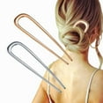 thumbnail image 2 of Horquilla para el pelo en forma de U, elegante, de aleación dorada y plateada, antideslizante, para moño largo y grueso, horquilla francesa, accesorios para el cabello para mujeres y niñas., 2 of 7