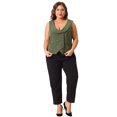 thumbnail image 3 of DARING DIVA Women's Plus Size Double Breasted Vintage Lapel Collar Vest 2X Army Green, 3 of 6