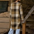 thumbnail image 4 of Women's Woolen Coat Long Sleeve Lapel Collar Plaid Button Down Cardigan Jacket with Pockets Brown S, 4 of 8