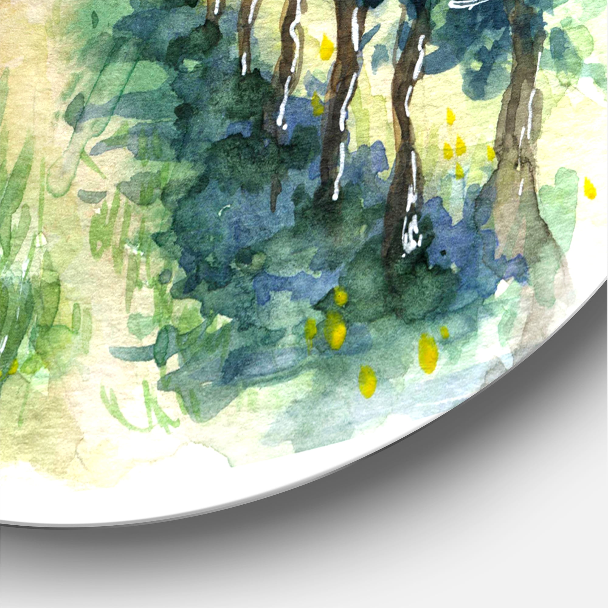 Designart 'Rural Scene Vineyard Path' Traditional Circle Metal Wall Art 36x36 - Disc of 36