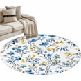 thumbnail image 2 of Area Rug 36in, Spring Summer Blue Yellow Flowers Floor Carpet Living Room Rug, Blossom Floral Botanical Non-Slip Welcome Mat Indoor Rugs for Bedroom Dining Room, 2 of 9