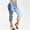 Blue, variant on Women Capris Under $5! Cagogo Women Plus Size Skinny Jeggings Floral Printed Faux Denim Jeans Leggings High Waisted Capri Leggings Stretch Tights Yoga Pants