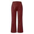 thumbnail image 6 of YueHuiYing Women's Cotton Linen Palazzo Pants Drawstring Elastic Waist Casual Wide Leg Long Lounge Trousers with Pockets, 6 of 6