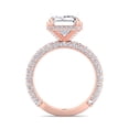 thumbnail image 3 of Azores - Moissanite Emerald Cut Lab Diamond Engagement Ring with Sidestones and Hidden Halo, 3 of 4