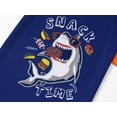 thumbnail image 3 of Topgal Little Big Boys Orange Raglan Short Sleeves Pajamas Summer Shark Pizza Snack Time Navy PJs Set for Kids Size 6, 3 of 7
