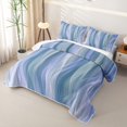 thumbnail image 3 of jejeloiu Blue Modern Geometric Lines Bed Spread Queen Kids,Flowing Wave Stripes Queen Coverlet Set For Girls,3 Pieces, 3 of 7