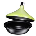 thumbnail image 7 of Bruntmor Matte Green Cast Iron Moroccan Tagine 4-Quart Cooking Pot With Silver, 7 of 7