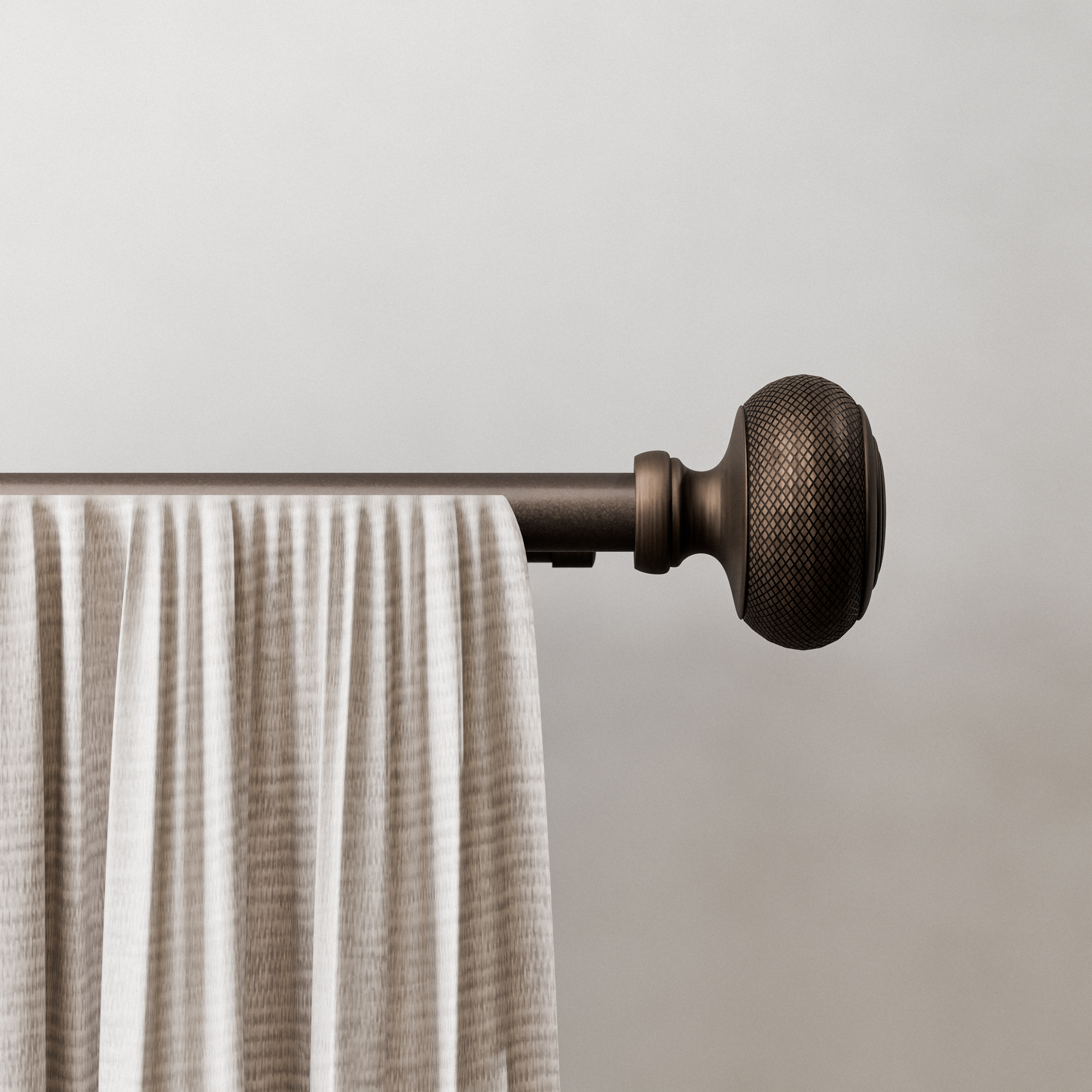 Mainstays 3/4" and 5/8" Oil Rubbed Bronze Hawthorne Knob Adjustable Double Curtain Rod Set, 30-84"