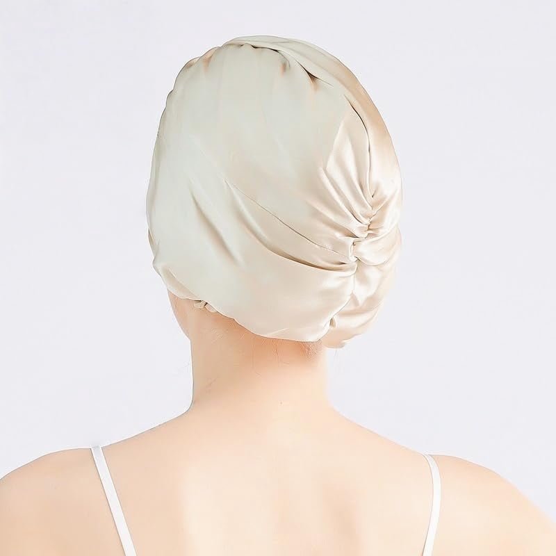 100% Mulberry Silk Reversible Sleep Bonnet – 22 Momme, Double-Layer Hair Wrap & Night Cap for Women