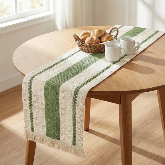 Unique Bargains Farmhouse Polyester Table Runner for Birthday Decoration Green 11.8"x63"