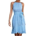 thumbnail image 1 of XZNGL Robe de Vacances pour Femmes Mode Été Robe d'Été Décontractée Col Rond Sans Manches Robe de Plage Bandage Robe d'Été pour Femmes Robe Sans Manches pour Femmes, 1 of 6