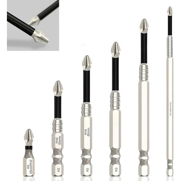 High Magnetic Screwdriver Drill Bit Set, 2025 New Upgraded Anti Slip Strong Magnetic Electric Screwdriver Set Alloy Steel for Impact Driver (6 Pcs)