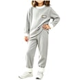 thumbnail image 3 of Acaics Girls' 2 Piece Ribbed Tracksuit Set: Color Block Crew Neck Long Sleeve Cuffed Jogger Outfit, Soft Daily Loungewear for Girls Ages 6 Months–6, 3 of 7