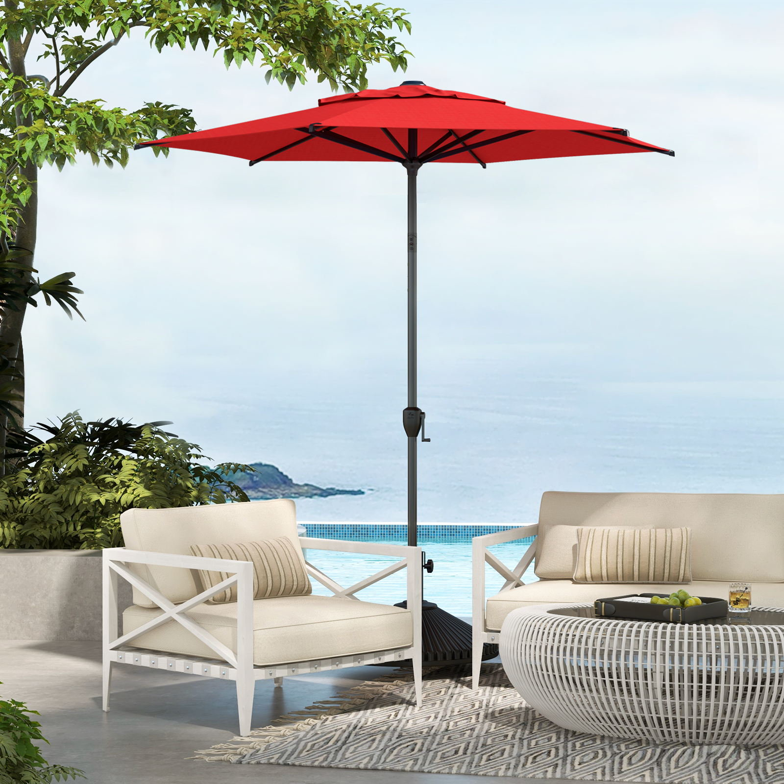 Abba Patio 7.5 Ft Oslo Outdoor Umbrella Dark Red