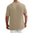 thumbnail image 4 of Mens Cotton Linen Summer Tops, Short Sleeve Shirts for Men Lightweight Casual Solid Color Button Up T-Shirts, 4 of 6