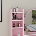 thumbnail image 4 of Vanity Set with Mirror Modern Storage Makeup Dressing Table with 5 Drawers Pink, 4 of 6