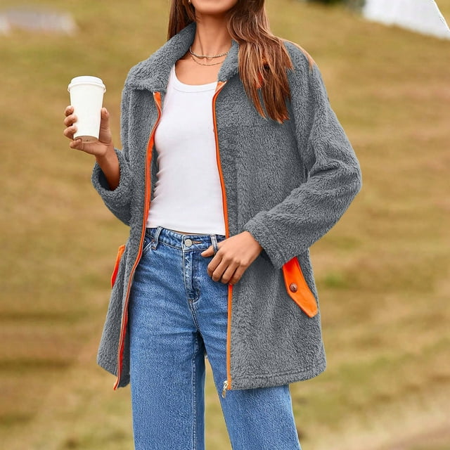 Mgmyaa Veste Matelassée à Col Montant pour Femme, Garniture Contrastante, Décontractée, Manches Longues, Fermeture Éclair devant, Manteau en Molleton, Automne Hiver