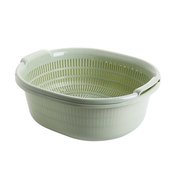 Yhmxh Utensilios de cocina Cesta de plástico doble para lavavajillas, cesta de drenaje, cesta de cocina, frutero para el hogar, cuenco redondo multifuncional para lavavajillas, cesta de frutas