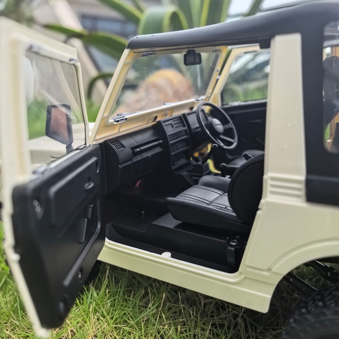 WPL C74-1 RC Off-Road Rock Crawler, 2.4GHz Full-Proportional 4WD RC Climbing Car with Openable Windshield, Dual Batteries, Gift for Adults (Convertible Version/White)