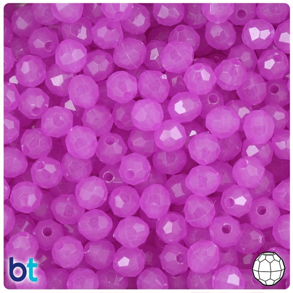 BeadTin Purple Glow 8mm Faceted Round Plastic Beads (450pcs)