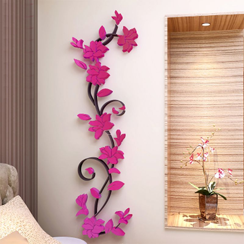 Wall Decals Stickers Diy Purple Flowers Tv Background Room Wall Decoration Removable Wall Stickers Os Home Furniture Diy