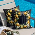 thumbnail image 4 of Spring Lemon Garland Throw Pillow Cover Watercolor Flowers Bow Black Plaid Cotton Linen Cushion Cover Throw Pillow Case with Invisible Zipper for Couch Sofa Bed Chair Car 24x24 Inch, 4 of 9