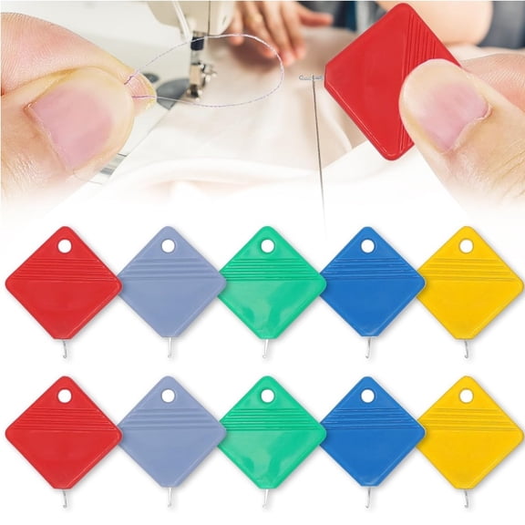 Square Plastic Needle Threader, 2026 Upgrade Hand Sewing Automatic Needle Threader for All Needle Sizes for Hand Sewing (10Pcs)