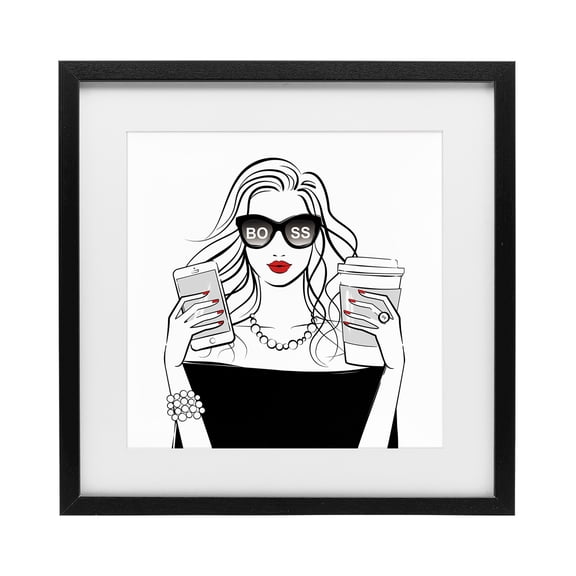 Stupell Industries Chic Boss Morning Coffee Moment Black Framed Print Under Glass, design by Martina Pavlova