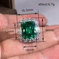 thumbnail image 4 of 5ct Emerald Square Ring for Women 925 Sterling Silver Green Ring for Women Promise Ring for Her Cubic Zirconia Cocktail Rings  Diamond Engagement Ring Anniversary Valentine's Day Size 6-10, 4 of 5