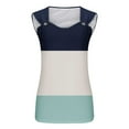 thumbnail image 3 of Tank Top for Women Summer Clearance!Breathable Vest Tops Round Neck Tunic Top Lightweight Color Block Printed Sleeveless T-Shirts Casual Loose Long Shirts, 3 of 5