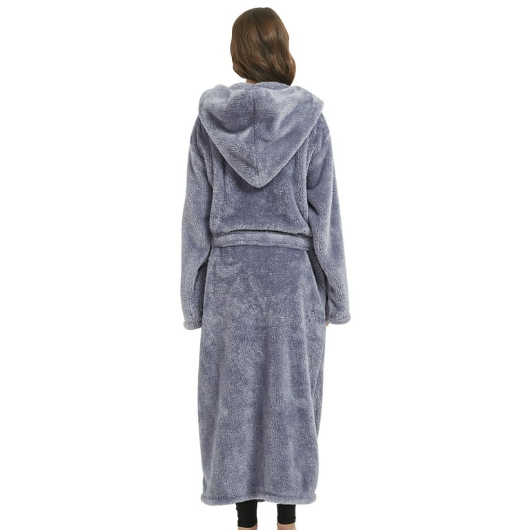 Marquess Women's Lightweight Plush Waffle Bathrobe, Cozy Gray