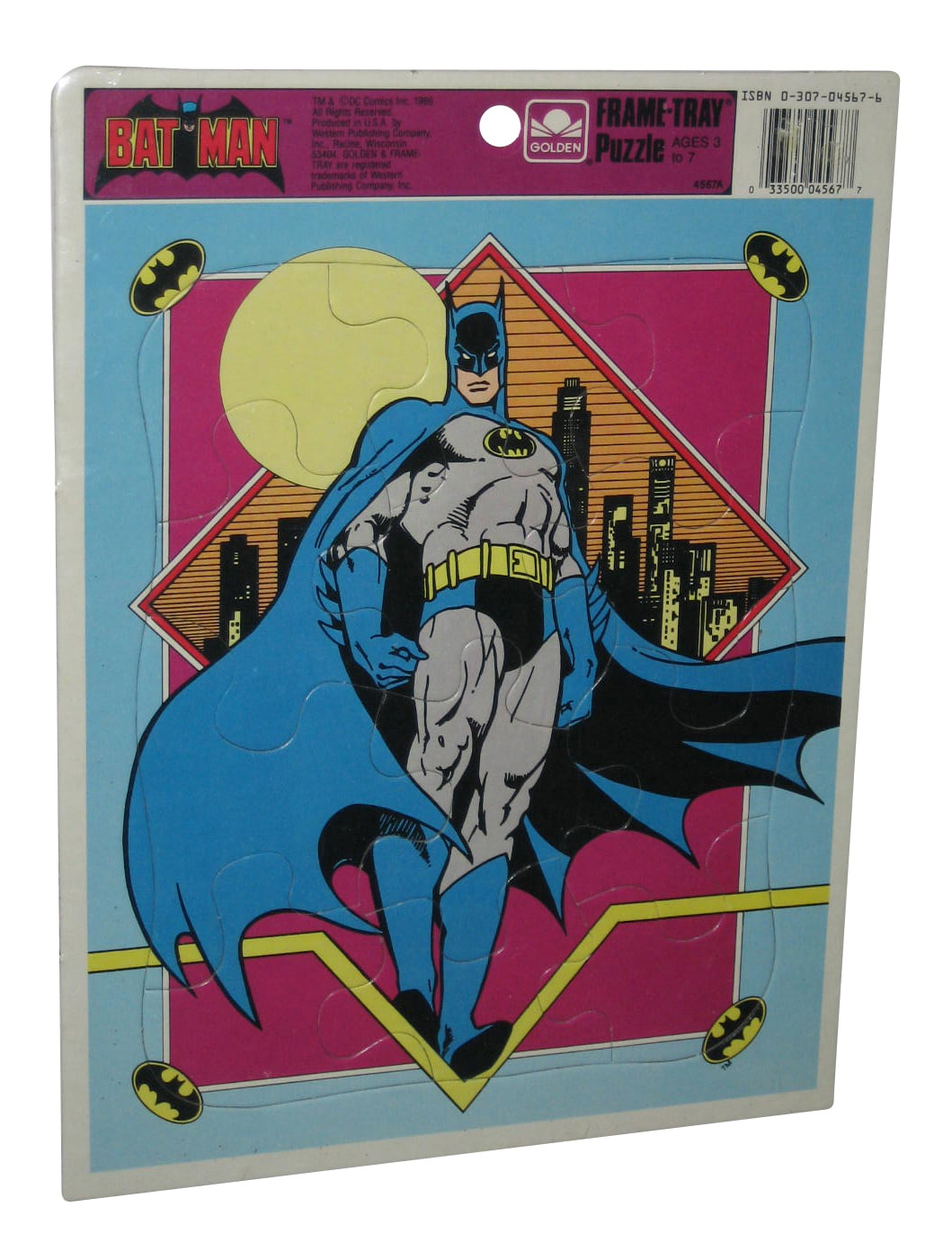 Batman Vintage Puzzle DC Comics 1989 12~Piece Golden Frame-Tray Puzzle 