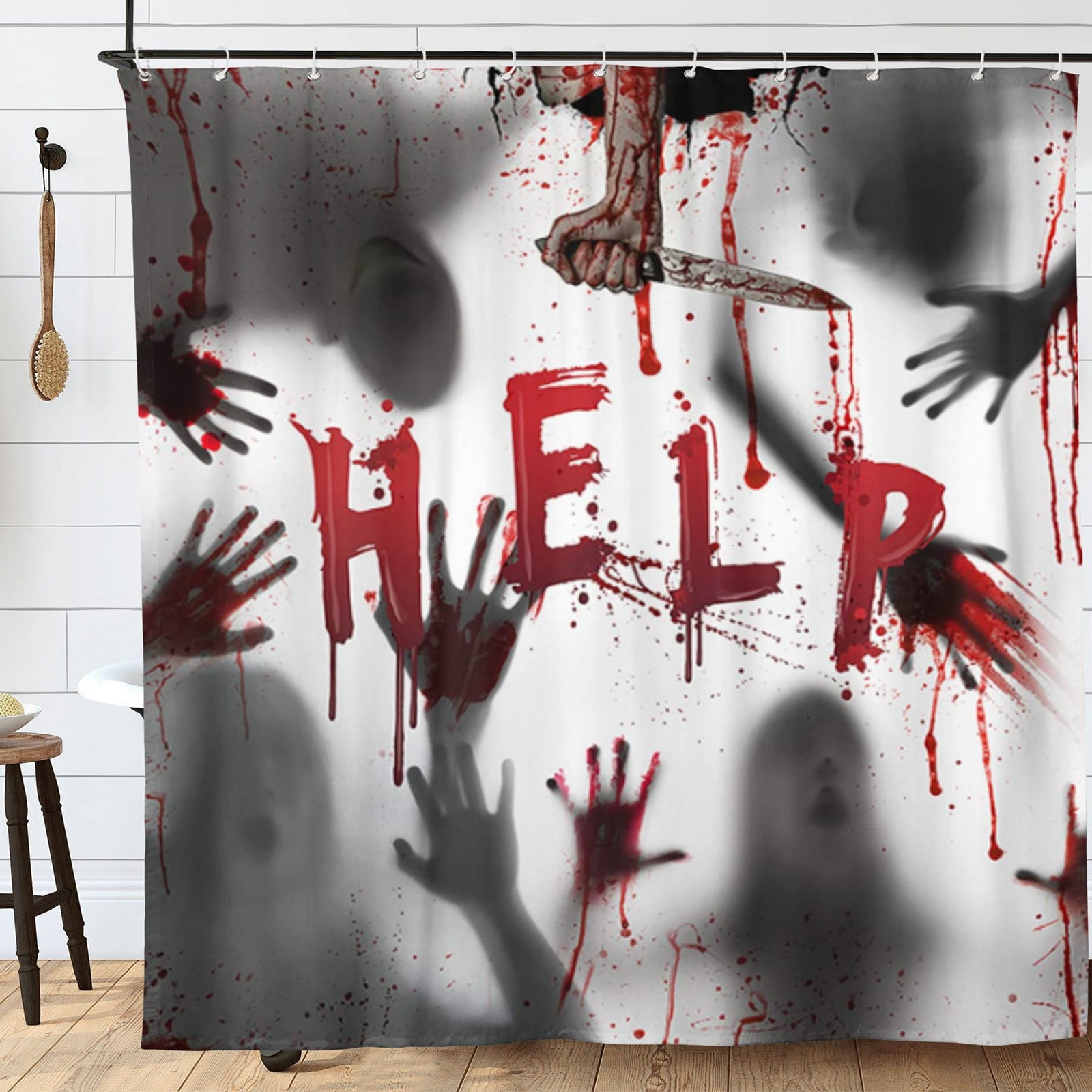 Halloween Shower Curtain with Bloody Hands for Halloween
