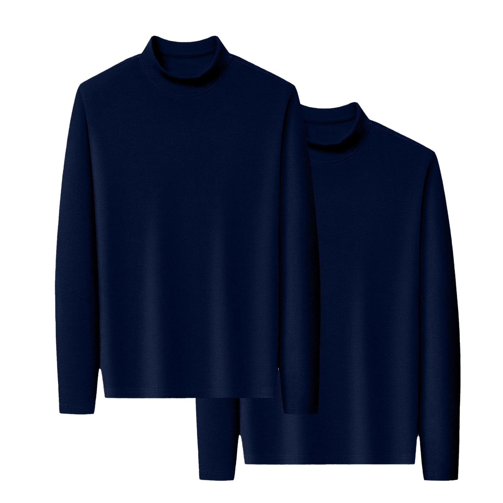 Comdrip Casual Tops for Women 2Pc Women s Fashion Clothes for Every Occasion Long Sleeve Turtleneck Thermal T-Shirts Mock Neck Underwear Turtleneck Tops for Women Navy XL
