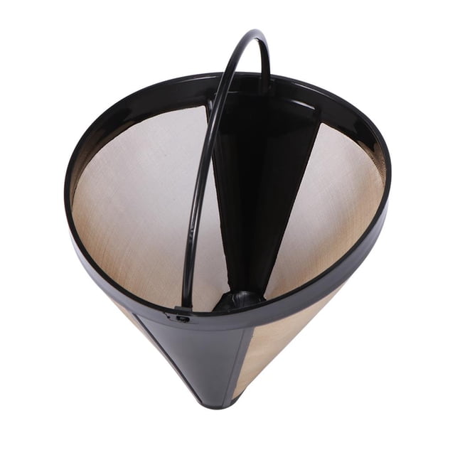 Toystoory Filtro de café en forma de cono, máquina permanente de malla, cesta de filtrado de acero inoxidable con mango, herramientas de buena Juegos de servir café y té