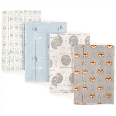 UPC: 0660168017076 | Luvable Friends Baby Boy Cotton Flannel Burp Cloths 4pk Wild Free One Size