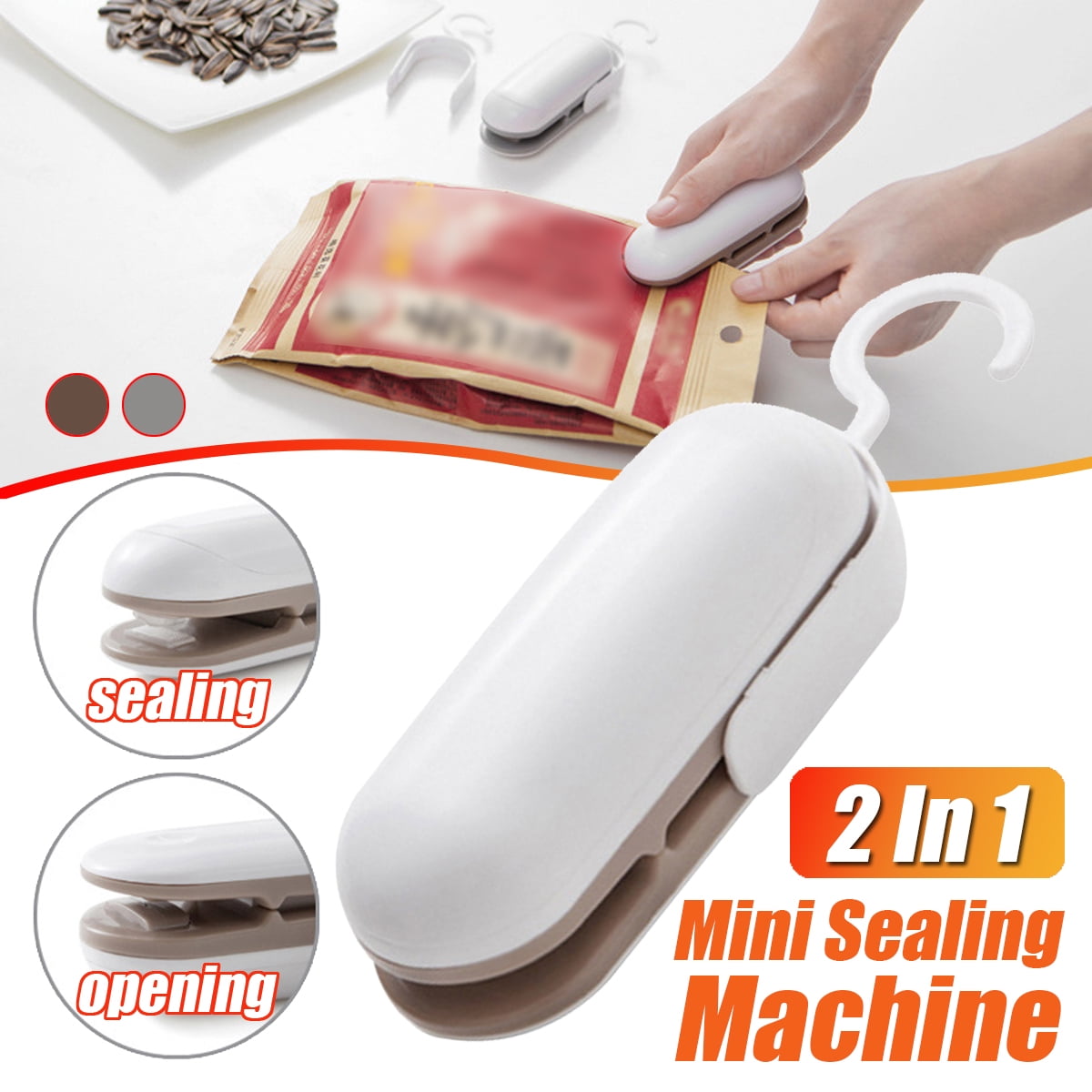 2 In 1 Mini Portable Sealing Machine Kitchen Tool Snacks Packaging Bag
