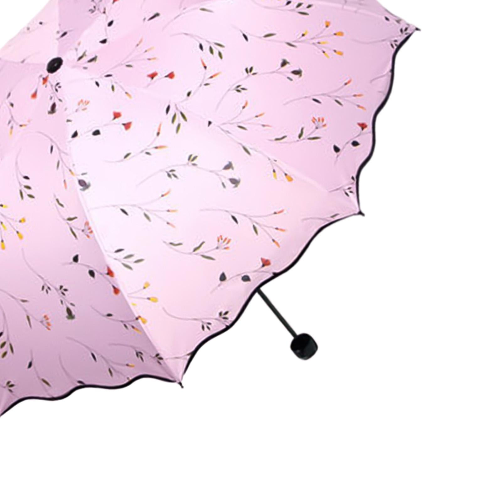 Abbraccia Foldable Umbrella Travel Umbrella for Men Women Rainproof Rain Umbrella Sun Umbrella for Purse for Backpacking Summer Walking Pink