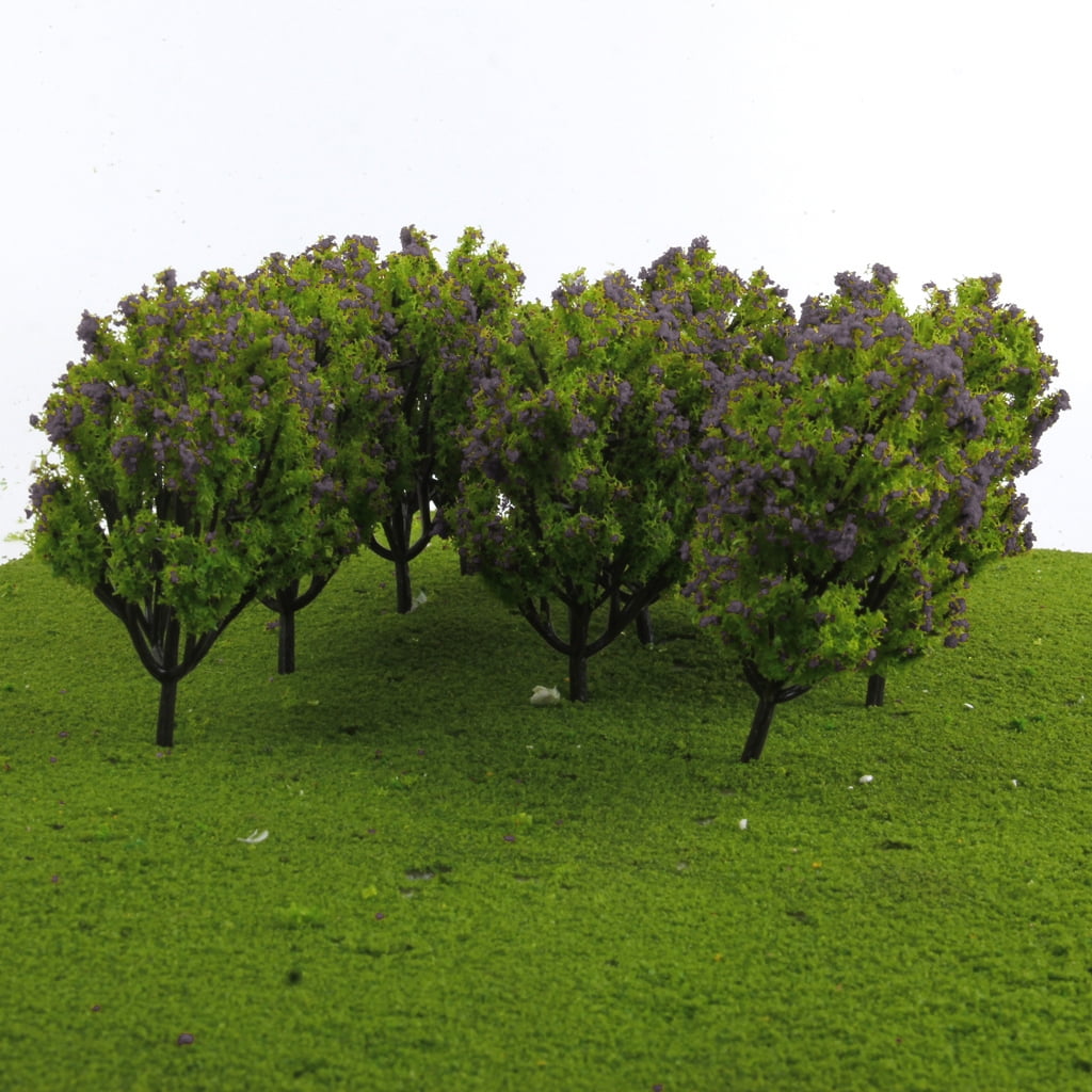 10pcs Purple Flower Trees Model Train Railway Layout Street Scenery N Scale 