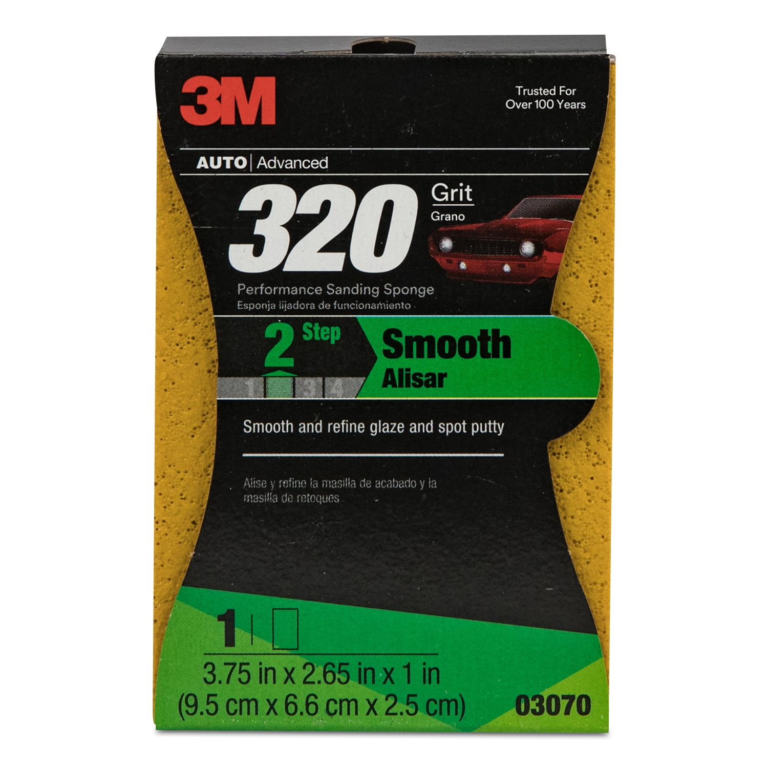3M Auto Advanced 2Step Smooth Performance Sanding Sponge, 3.75" x 2.65